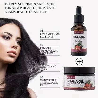 Kormesic 100% Raw Batana Oil 30ml + Deep Repair Hair Mask 120g - Complete Treatment Duo