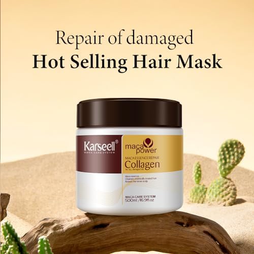 Karseell Collagen Hair Mask with Maca Power - Deep Repair Treatment for Dry Damaged Hair (500ml)