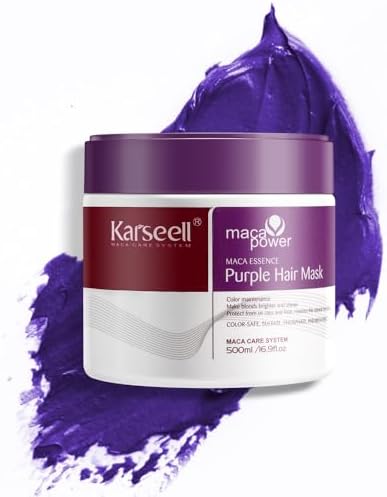Karseell Purple Hair Mask - Neutralizes Brass & Yellow Tones for Blonde, Silver & Gray Hair (500ml)