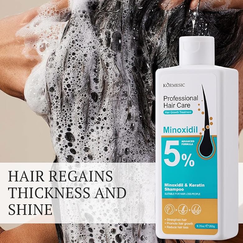 KORMESIC Professional Hair Growth Shampoo - 5% Minoxidil with Keratin Formula (265g)