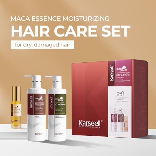 Karseell Collagen Maca Essence Complete Hair Care Set - Shampoo, Conditioner & Hair Oil (3-Piece)