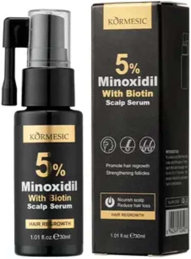 Kormesic Hair Growth Serum with Minoxidil & Biotin - Scalp Treatment for Hair Loss (30ml)