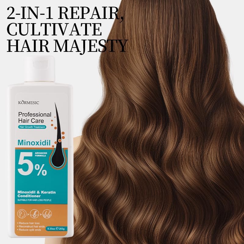 KORMESIC Professional Hair Growth Conditioner - 5% Minoxidil with Keratin Formula (265g)