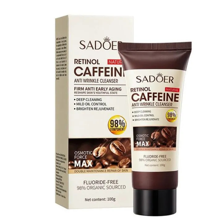 Sadoer Facial Cleanser Anti-wrinkle Foam Deep Cleaning & Moisturizing Oil Control Caffeine Face Wash 100g