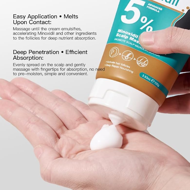 KORMESIC Hair Growth Scalp Massage Cream - 5% Minoxidil with Keratin (100g)