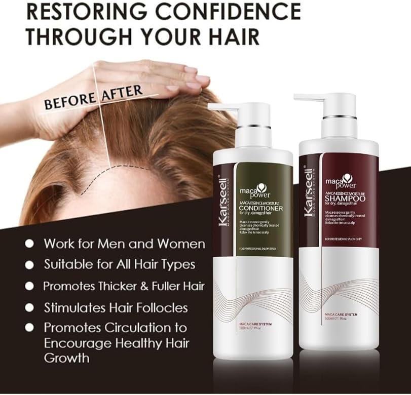Karseell Complete Hair Repair Set - Shampoo, Conditioner, Maca Mask & Argan Oil (4-Piece Multipack)