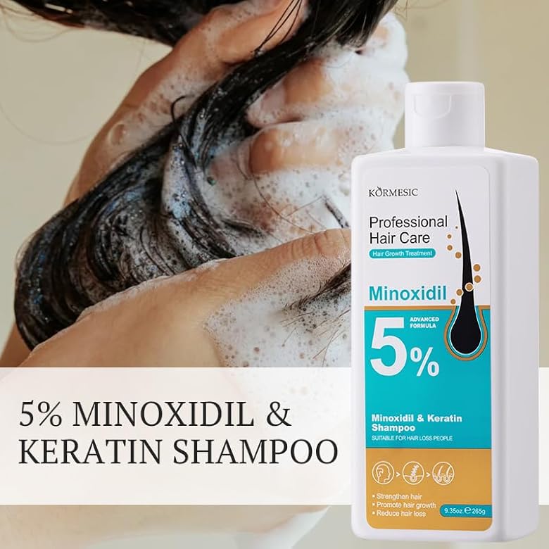 KORMESIC Professional Hair Growth Shampoo - 5% Minoxidil with Keratin Formula (265g)