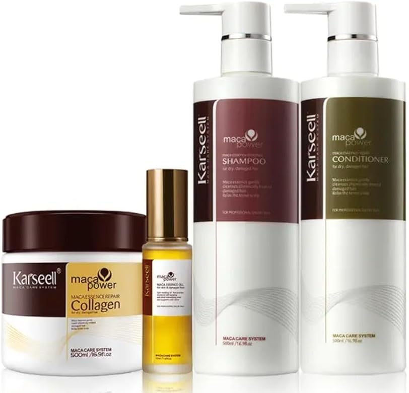 Karseell Complete Hair Repair Set - Shampoo, Conditioner, Maca Mask & Argan Oil (4-Piece Multipack)