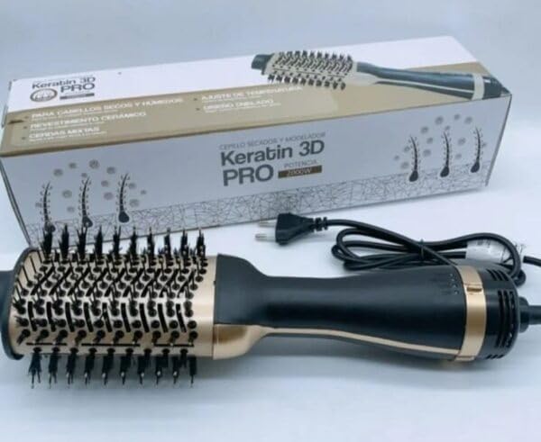 Keratin 3D Pro Hair Dryer Brush - 2000W Professional Styling Tool with Ceramic Coating