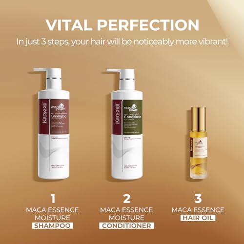 Karseell Collagen Maca Essence Complete Hair Care Set - Shampoo, Conditioner & Hair Oil (3-Piece)