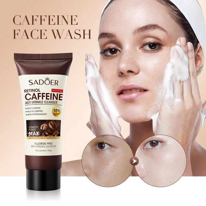 Sadoer Facial Cleanser Anti-wrinkle Foam Deep Cleaning & Moisturizing Oil Control Caffeine Face Wash 100g