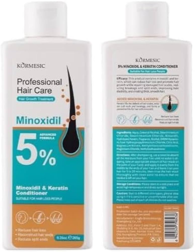 Kormesic Professional Hair Care Set with 5% Minoxidil and Keratin, Hair Growth Treatment Shampoo, Conditioner, Scalp Massage Cream