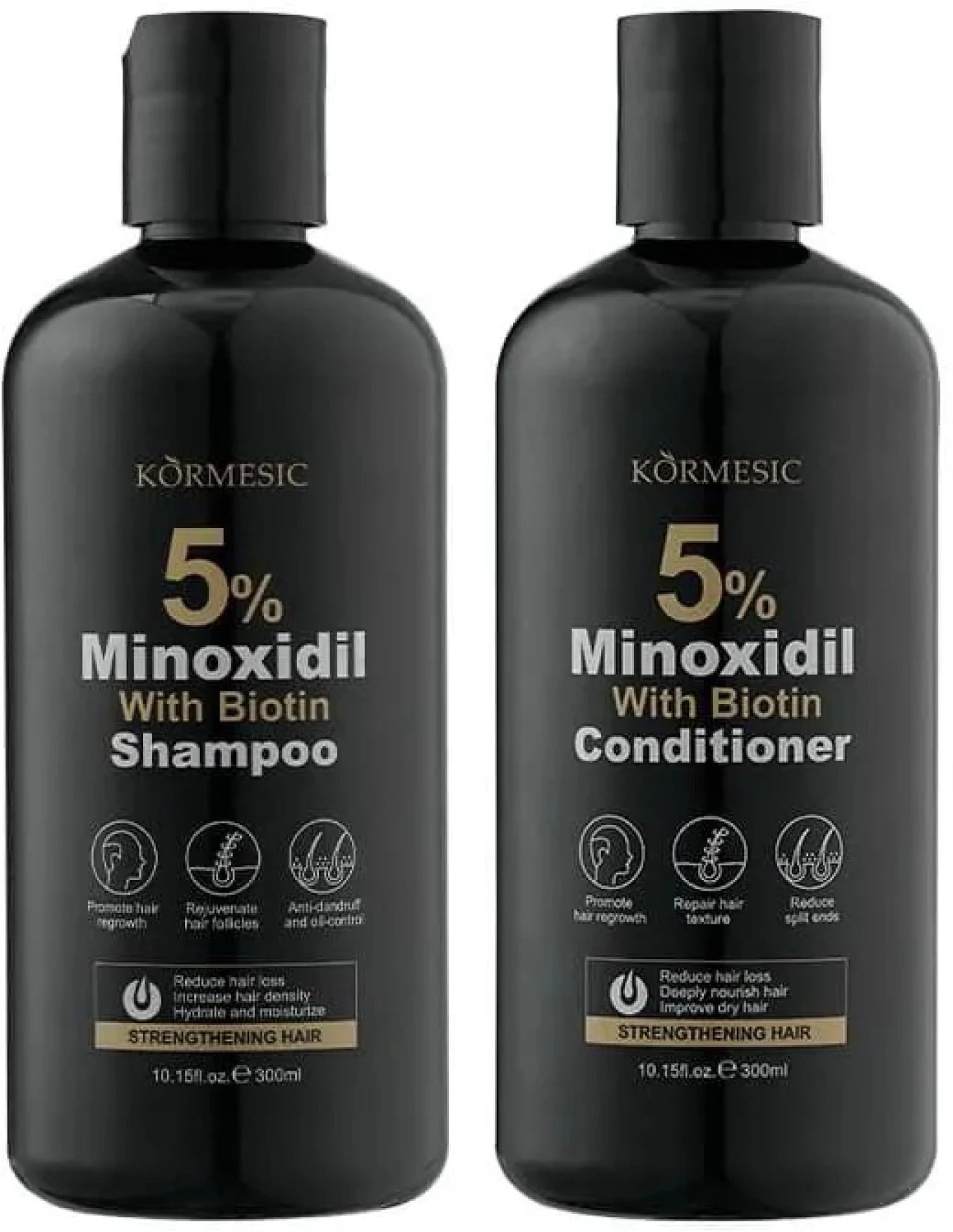 Minoxidil 5% Hair Growth System with Biotin - Complete 3-Piece Treatment Set