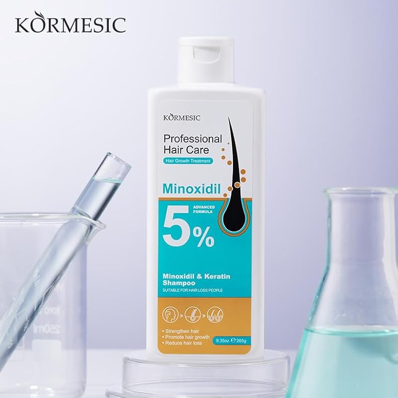 KORMESIC Professional Hair Growth Shampoo - 5% Minoxidil with Keratin Formula (265g)