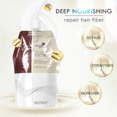 Karseell Maca Collagen Hair Mask 500ml Refill - Deep Repair Treatment for Dry Damaged Hair