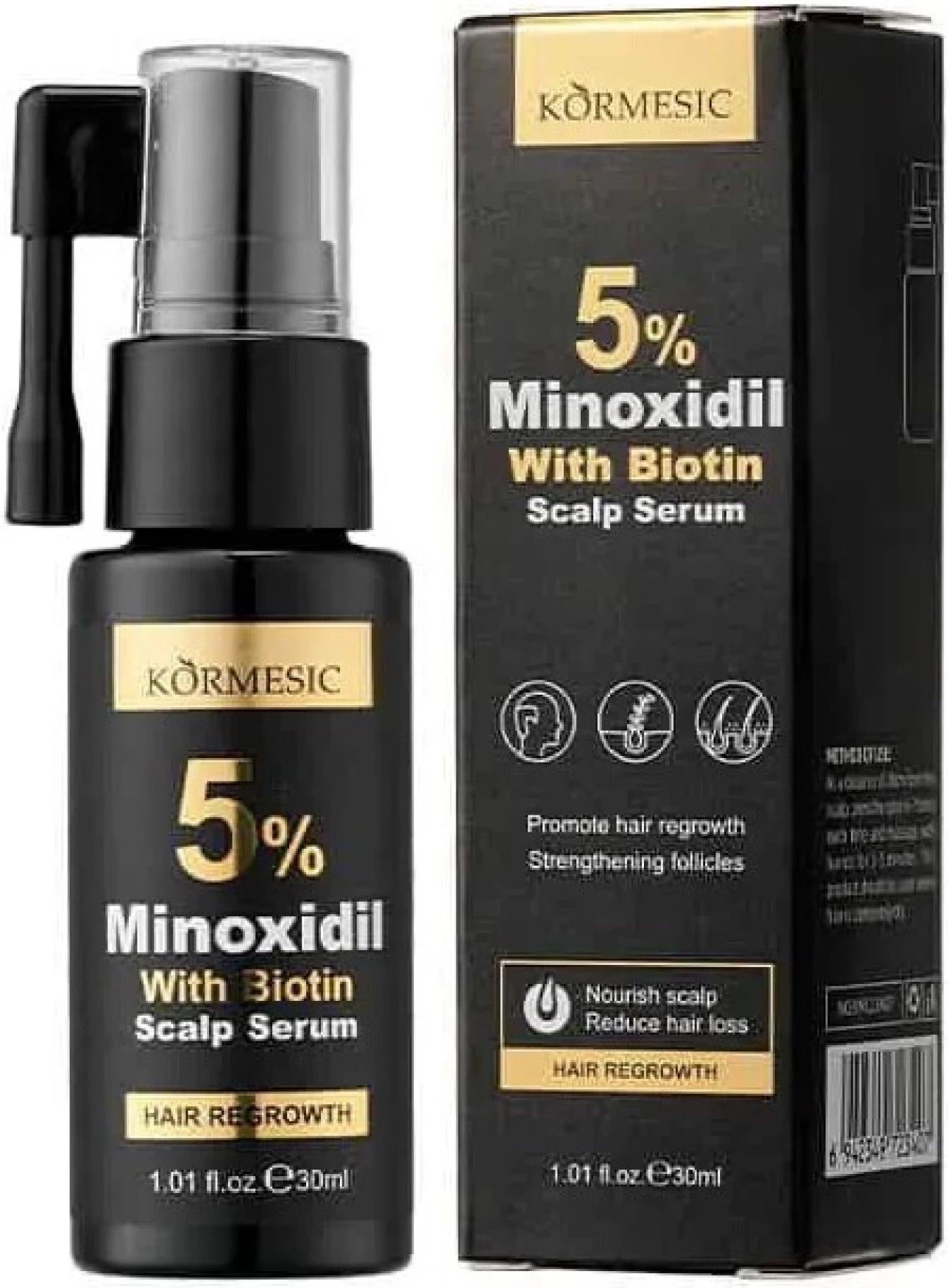Minoxidil 5% Hair Growth System with Biotin - Complete 3-Piece Treatment Set