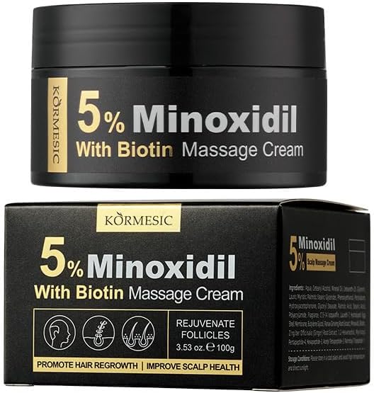 KORMESIC 5% Minoxidil Hair Growth Massage Cream with Biotin - Scalp Treatment (100g)