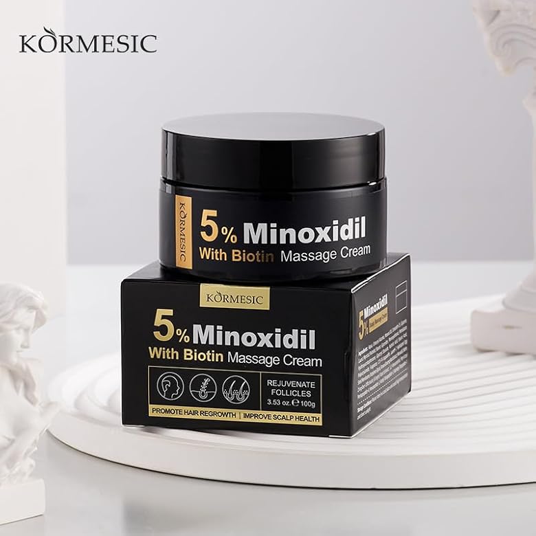 KORMESIC 5% Minoxidil Hair Growth Massage Cream with Biotin - Scalp Treatment (100g)