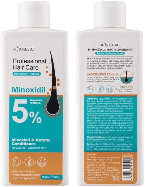KORMESIC Professional Hair Growth Conditioner - 5% Minoxidil with Keratin Formula (265g)